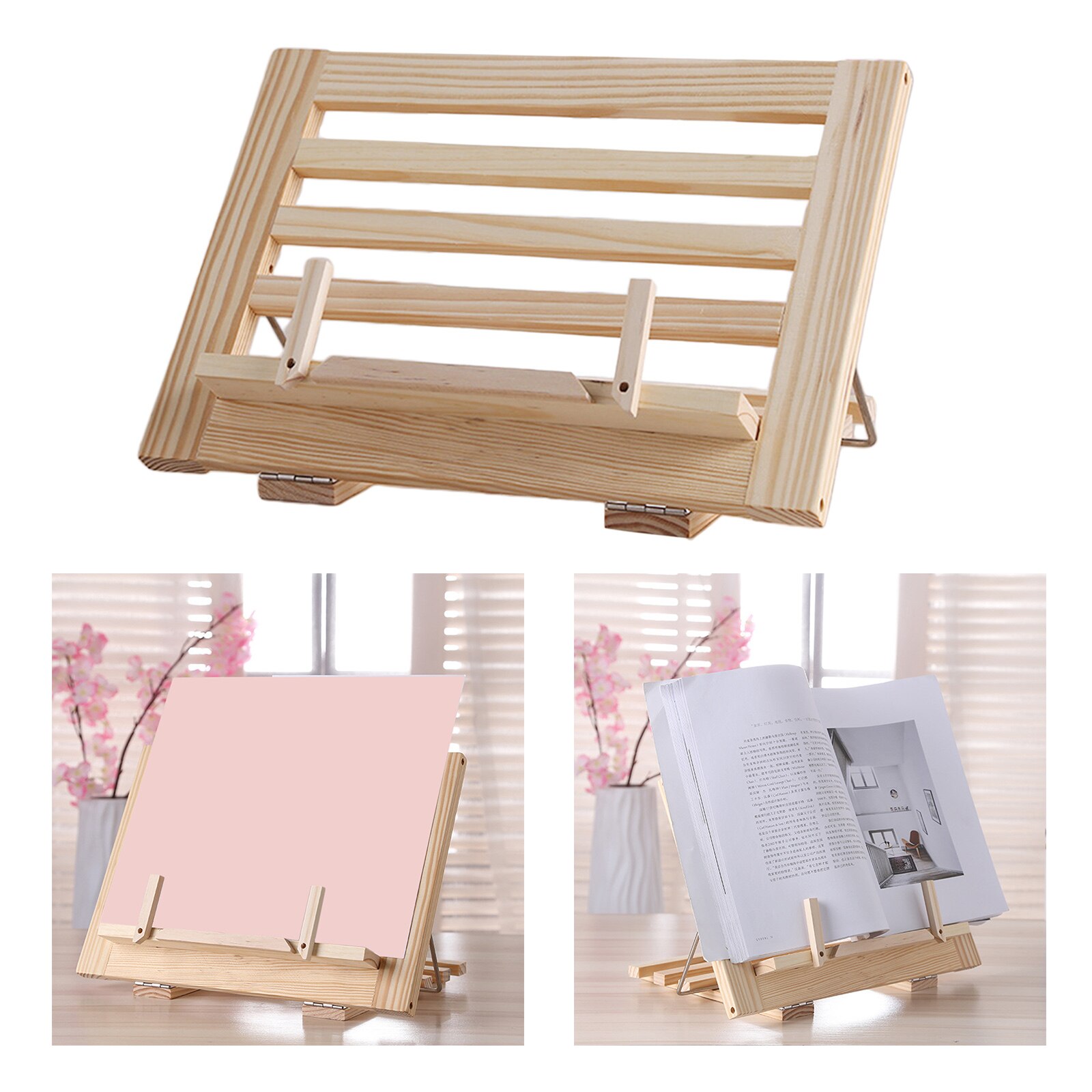 Pine Wooden Book Stand Holder Portable Foldable Adjustable Bookstand Reading Support Table Easel For Writing Bracket Office Use