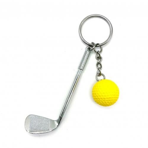 1Pcs Golf Sleutelhanger Sport Sleutelhanger Metalen Sleutelhanger Accessoires Sport Clubs Liefhebbers Verjaardag Split Sleutelhanger Hanger: YELLOW