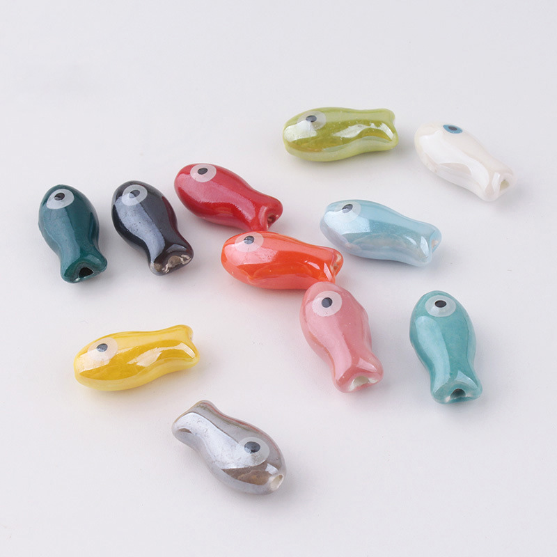 Abalorios de peces pequeños Retro, 10 piezas, espaciador de cerámica, cuentas sueltas para la fabricación de joyas, accesorios de pulsera DIY