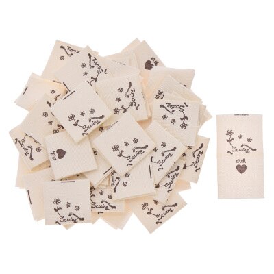 Etiquetas artesanales hechas a mano con patrón impreso, suministros acolchados para ropa, accesorios de decoración, 50 Uds.: 2
