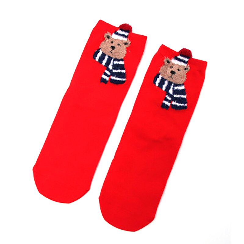 Preciosos calcetines de Navidad para mujer y niña, calcetines divertidos con dibujos de animales: Scarf bear