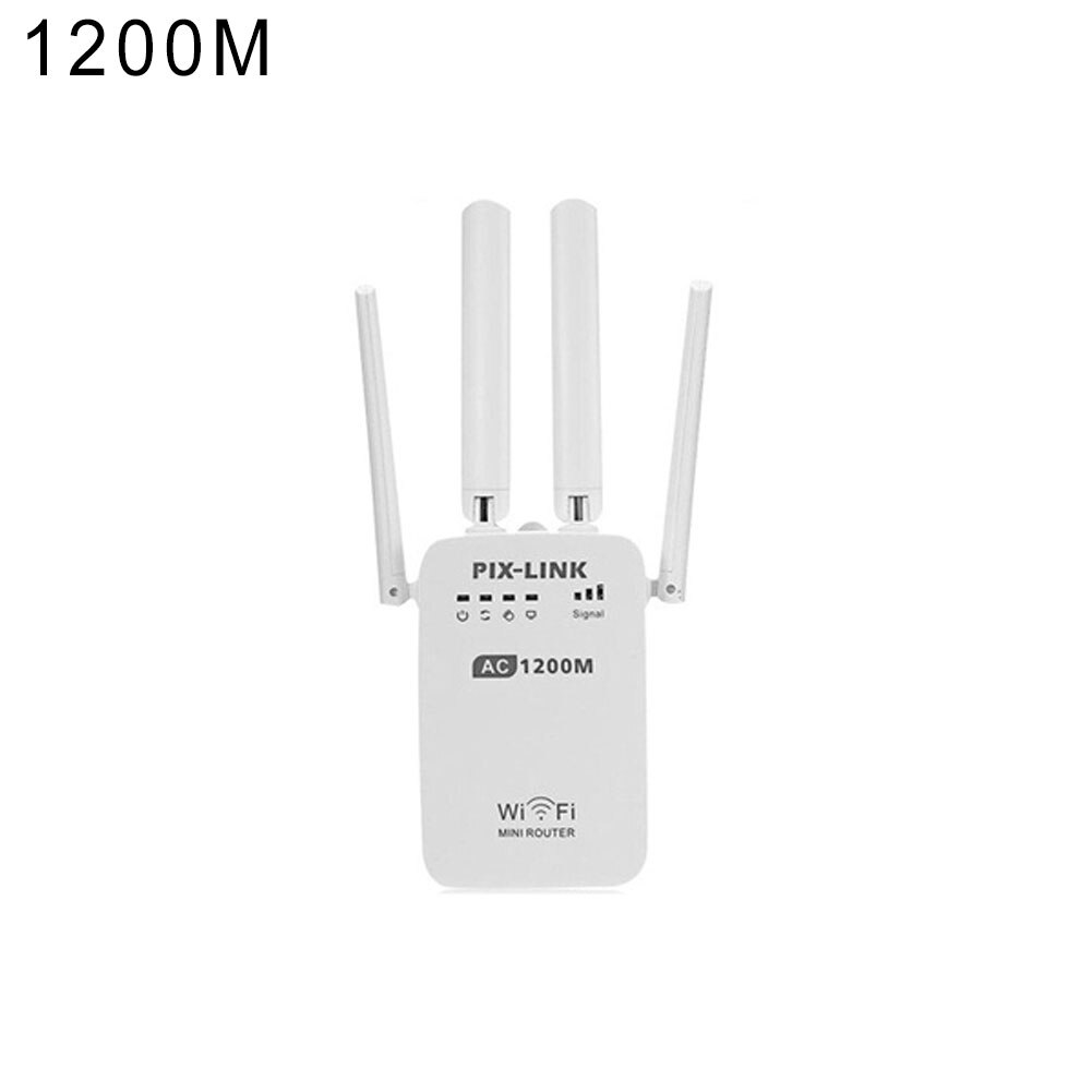AC 300/1200Mbps Wireless Repeater High Speed 2.4G 5.0GHz strengthen Dual-Band Wireless Wifi Repeater 2/4 High Gain Antennas Wide: US Plug / 1200m