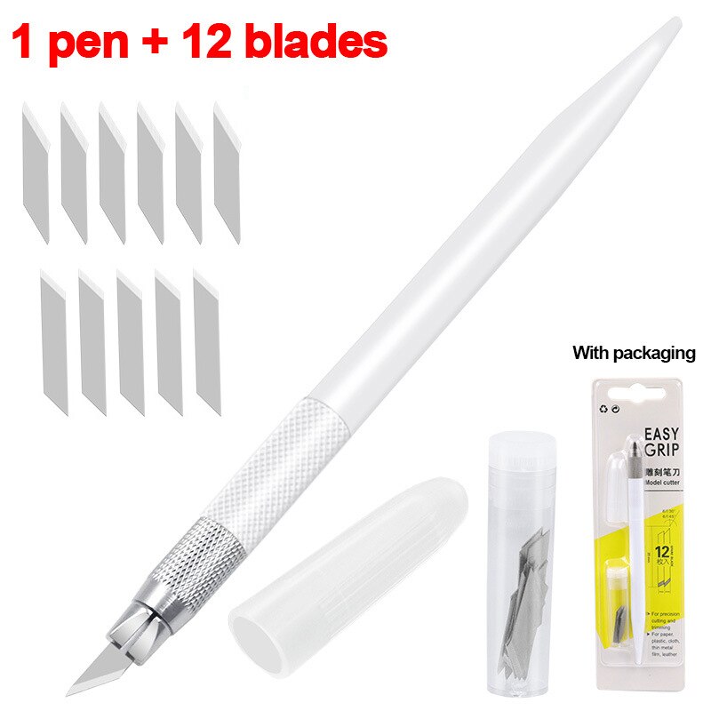 12 Stuks Messen Multifunctionele Vleesmes Scrapbook Sticker Pincet Kleur Non-Slip Handvat Papier Snijden Mes Briefopener: Engraving Knife-1