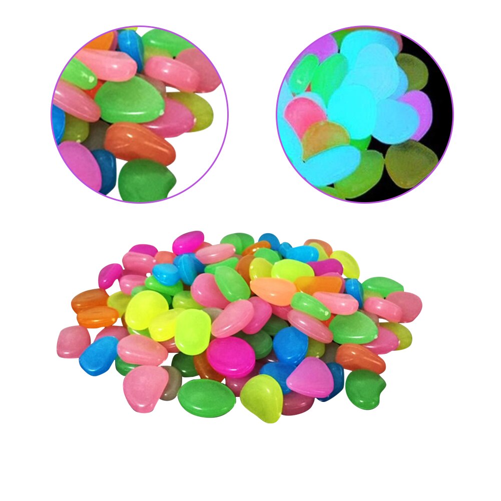 Pierre lumineuse créative phosphorescente pour aquarium, 200 pièces, galets décoratifs brillants pour Pot, plantes, ornements de jardin
