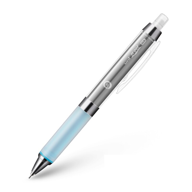 Uni Kuru Toga Mechanical Pencil Alpha Gel Easy Grip Automatic Rotation Refill 0.5mm M5-858GG School Student Office application: blue and siler