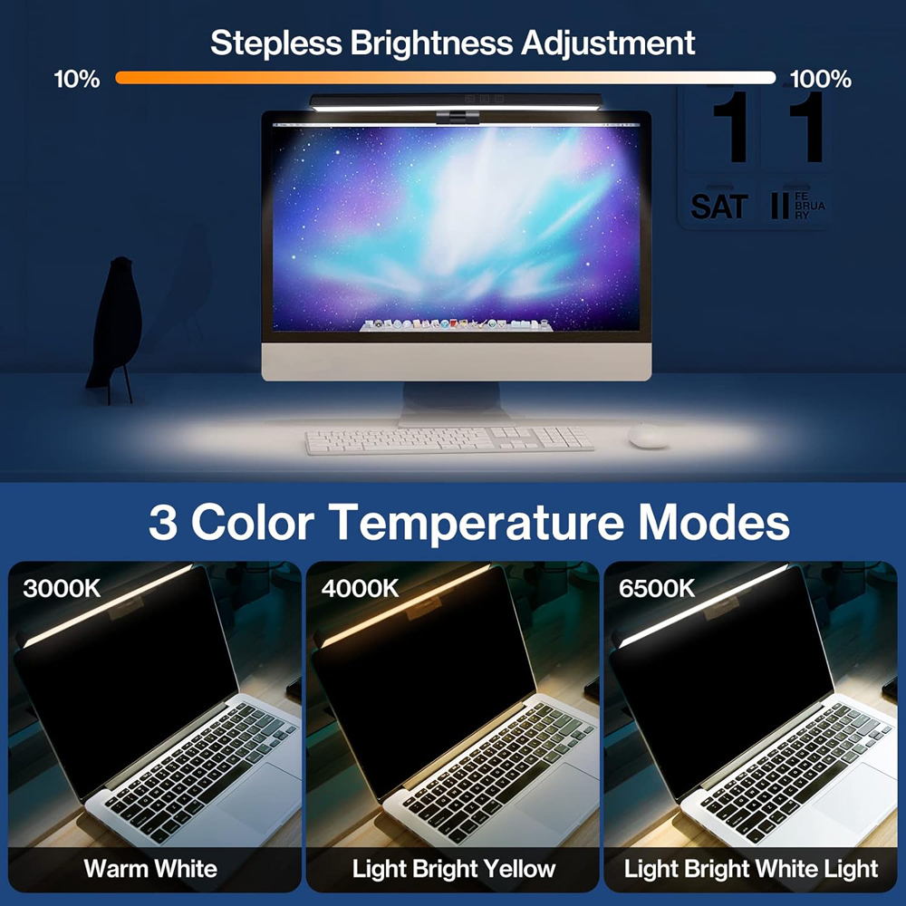 Luce a Clip per schermo del Computer luce asimmetrica per dormitorio protezione per gli occhi Computer Desktop Monitor per Laptop schermo a sospensione