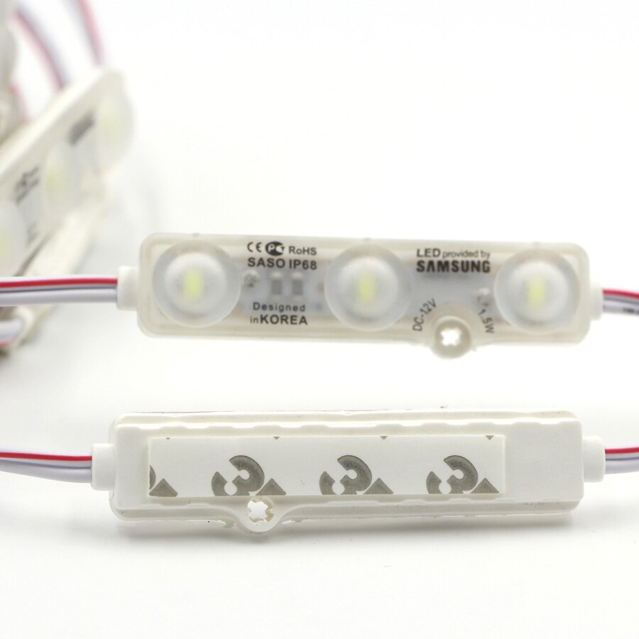 Samsung-módulo de luz led IP68 5630, lámpara de publicidad de 1,5 W, 3 luces led de fondo, impermeable, 12V, canal, letras, blanco, 50 Uds.