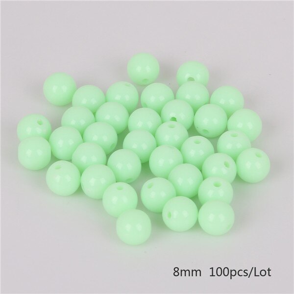 Dia . 8 mm hul ca. 1.8mm 100 stk diy perler skinnende plastik akryl løs afstandsstykke til gør det selv armbånd halskæde 20 farver: Lysegrøn