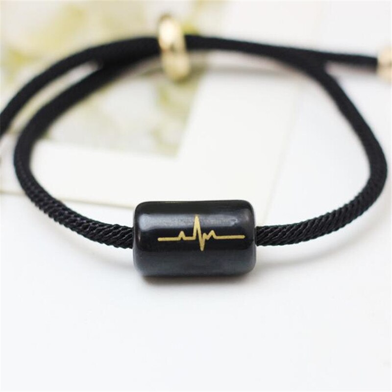 Pulsera de cuerda para mano de cerámica, latido del corazón ajustable, accesorios de joyería de , romántico para pareja