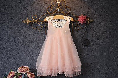 Pageant Toddler Baby Girls Clothes Party Dress Pearl Lace Tulle Gown Formal Dress 2-7Y