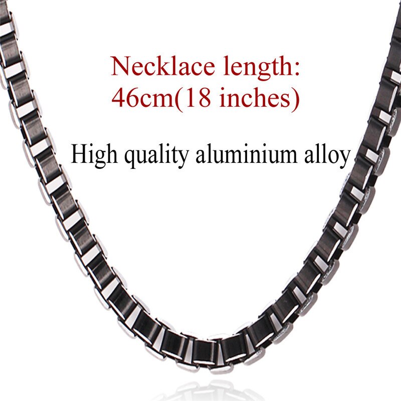 Collare Men Chain Necklace Hip Hop Box Link Chain 6mm Width 316L Stainless Steel Black Men Jewelry N511: 6mm wide 46cm