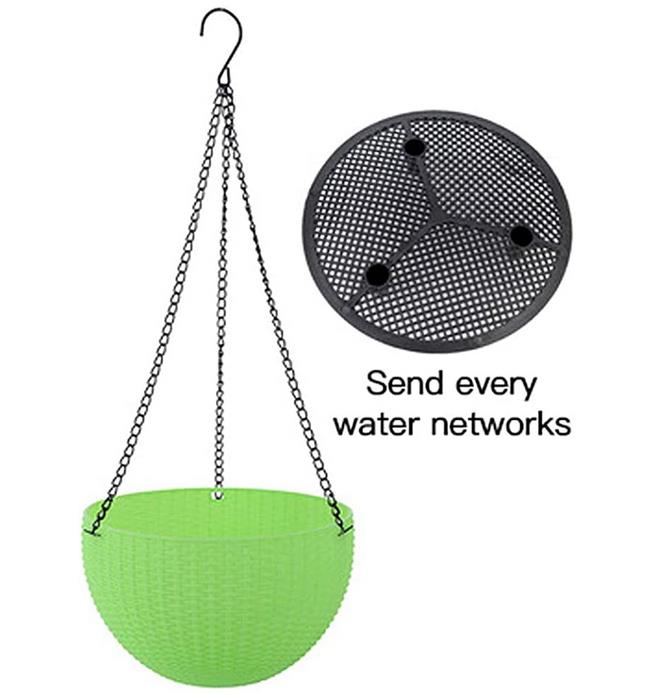 Wiszące kosze domowe ganki balkon wisząca donica dekoracyjne kosze doniczki doniczkowe łańcuch z tworzywa sztucznego wisząca donica s koszyk: zielony