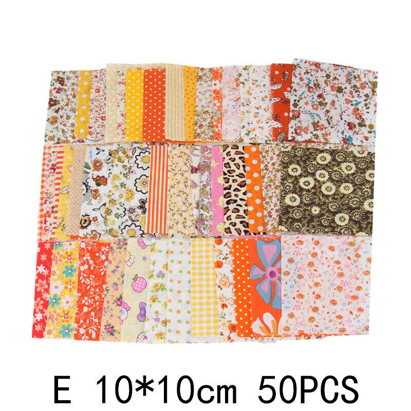 50 Stks/set 10*10Cm Vierkante Bloemenprint 100% Katoen Stof Patchwork Doek Craft Naaien Kleding Handgemaakte Materiaal Diy accessoires