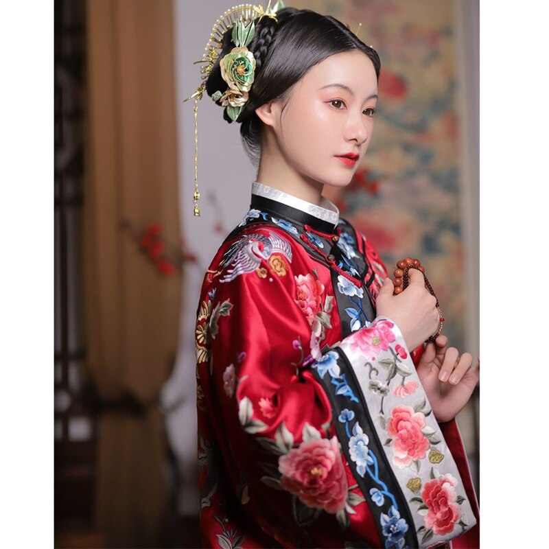 Cheongsam largo con estampado de vino tinto, temperamento Vintage, arte tradicional , de estilo étnico Qipao, vestido chino para mujer, novedad