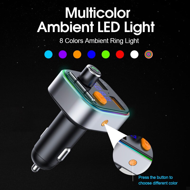 Cden Bluetooth 5.0 Aux Ontvanger Auto MP3 Speler Fm-zender Dual Usb Autolader Usb Flash Drive/Tf Card lossless Muziek Spelen