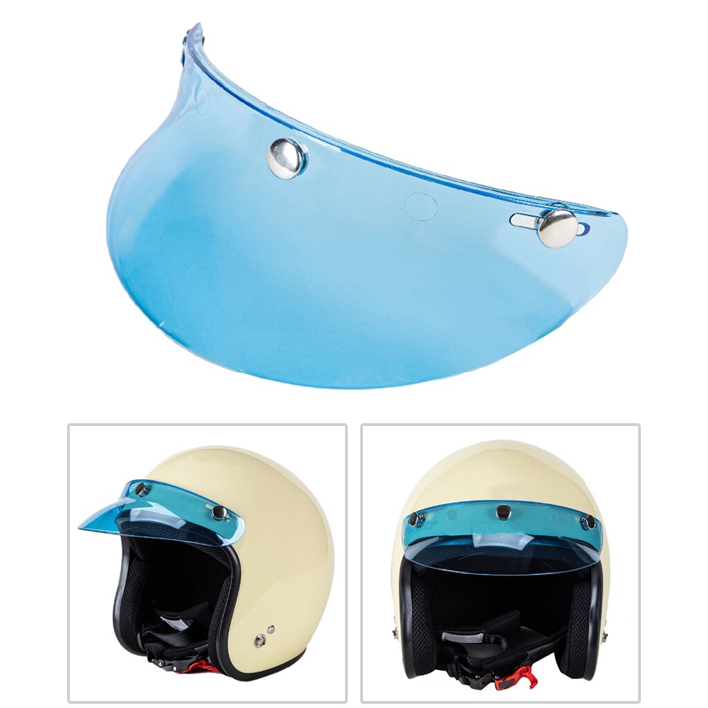 Universal- 3-schnappen Motorrad Helm Visier Spitze UV Sonnenschutzdach Sonnenschutz Schild: transparent Blau
