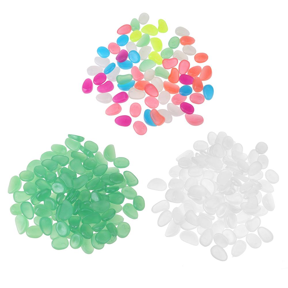100pcs Glow in the Dark Garden Pebbles Glow Stones Rocks for Walkways Garden Path Patio Lawn Garden Yard Decor Luminous Stones