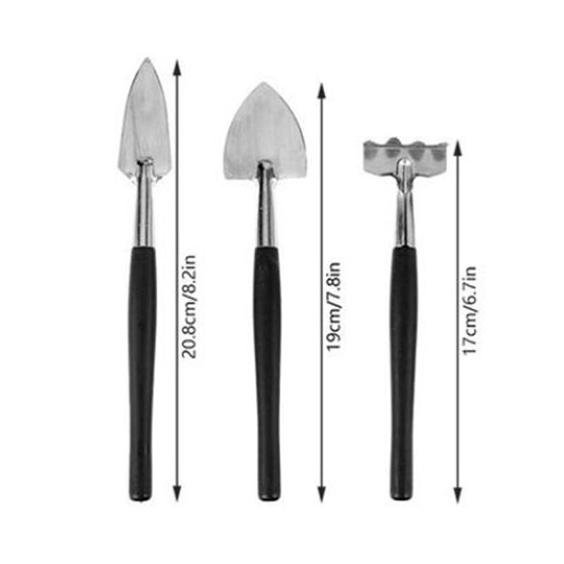 3pcs Mini Shovel Rake Set Wooden Handle Metal Head hand Shovel for Flowers pots Potted Plants Mini Garden Tools Seed planter a1