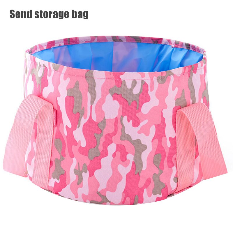 Seau pliable portable de voyage grande capacité seau pliable multifonction pour l'extérieur et la maison: Rose