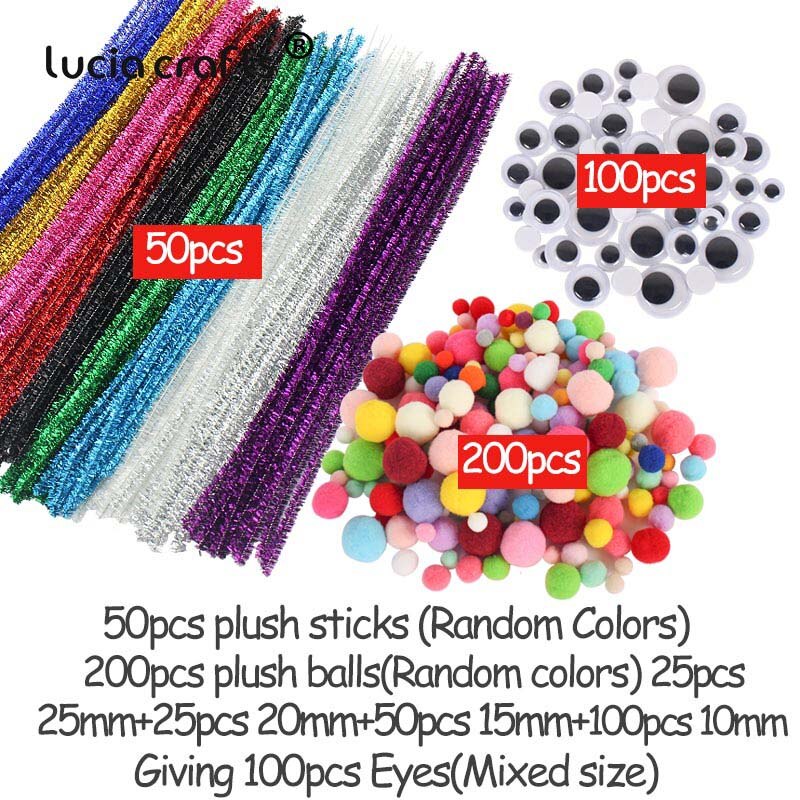 Pomponer / chenille wire / googly øjne diy håndlavede børn legetøj hjem fest indretning gratis  m0205: Stil 7