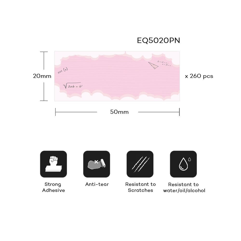 Kze Roze Note Leuke Thermische Label Roll 50*20 Mm Typeable Washi Tape Mooie Mark Sticker Voor EQ11 mini Thermische Label Printer
