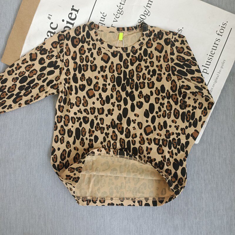 Leggings a maniche lunghe leopardati Lashojas per bambini ragazzi ragazze estate autunno