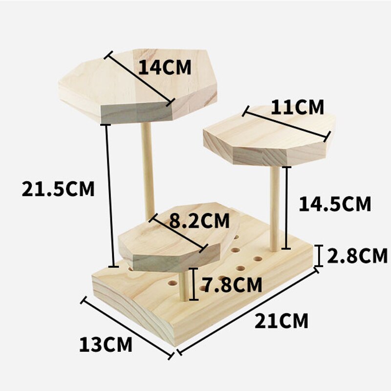 Wood 3 Tiers Jewelry Display Plate Ring Necklace Stand Cool Color Jewelry Storage Board Height Window Display Sunglass Display: Default Title