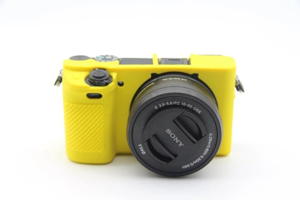 Bonita bolsa suave para cámara de vídeo para Sony A6300 A6400, funda de silicona, funda de cuerpo de goma: yellow