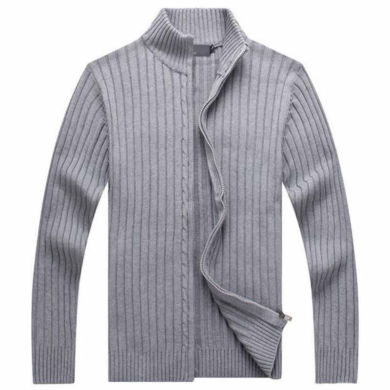 Misniki-suéteres informales para hombre, ropa de punto con cuello levantado, cremalleras ajustadas, cárdigans, M-3XL, AXP29,: Gris / XXXL