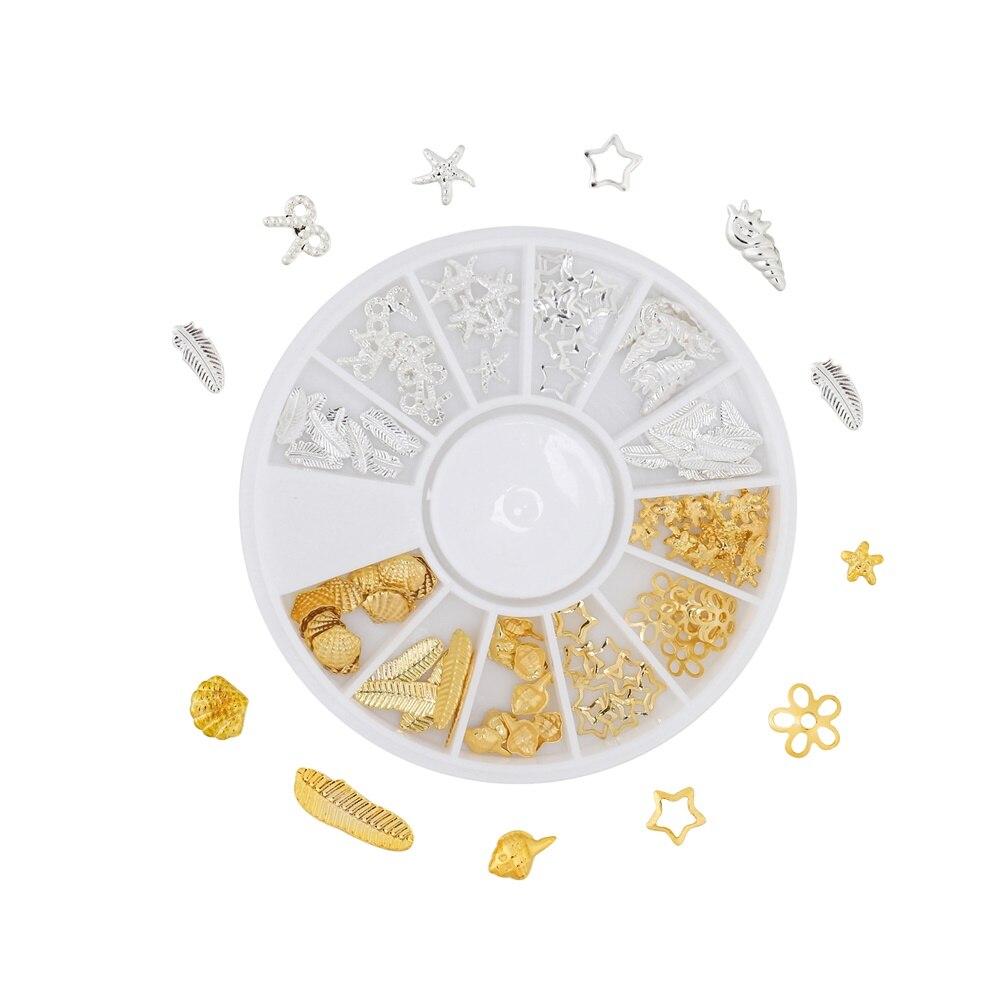 1Box Mini Heart Star Moon Gold Nail Art Glitter Metal 3D Frame Jewelry Epoxy Resin Mold Filling For DIY Crafts Making Decoration: Style 06