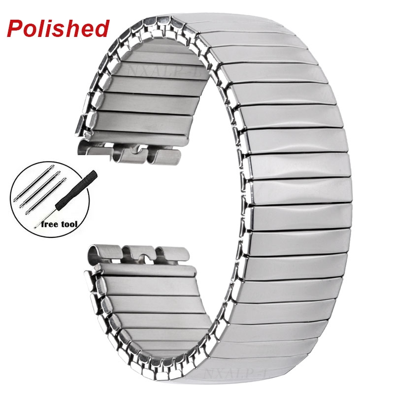 Bracelet en métal élastique pour montre SWATCH, bracelet de montre en acier inoxydable 256, accessoires de bracelet polis, 6 000 commandes, 17mm, 20mm: WHITE