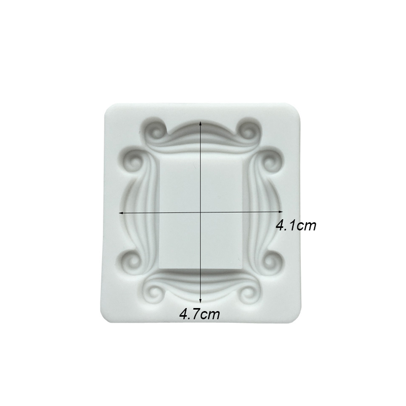Photo Frame Mirror Silicone Mold Resin Tools Sugarcraft Cupcake Baking Mold Fondant Cake Decorating Tools: Beige
