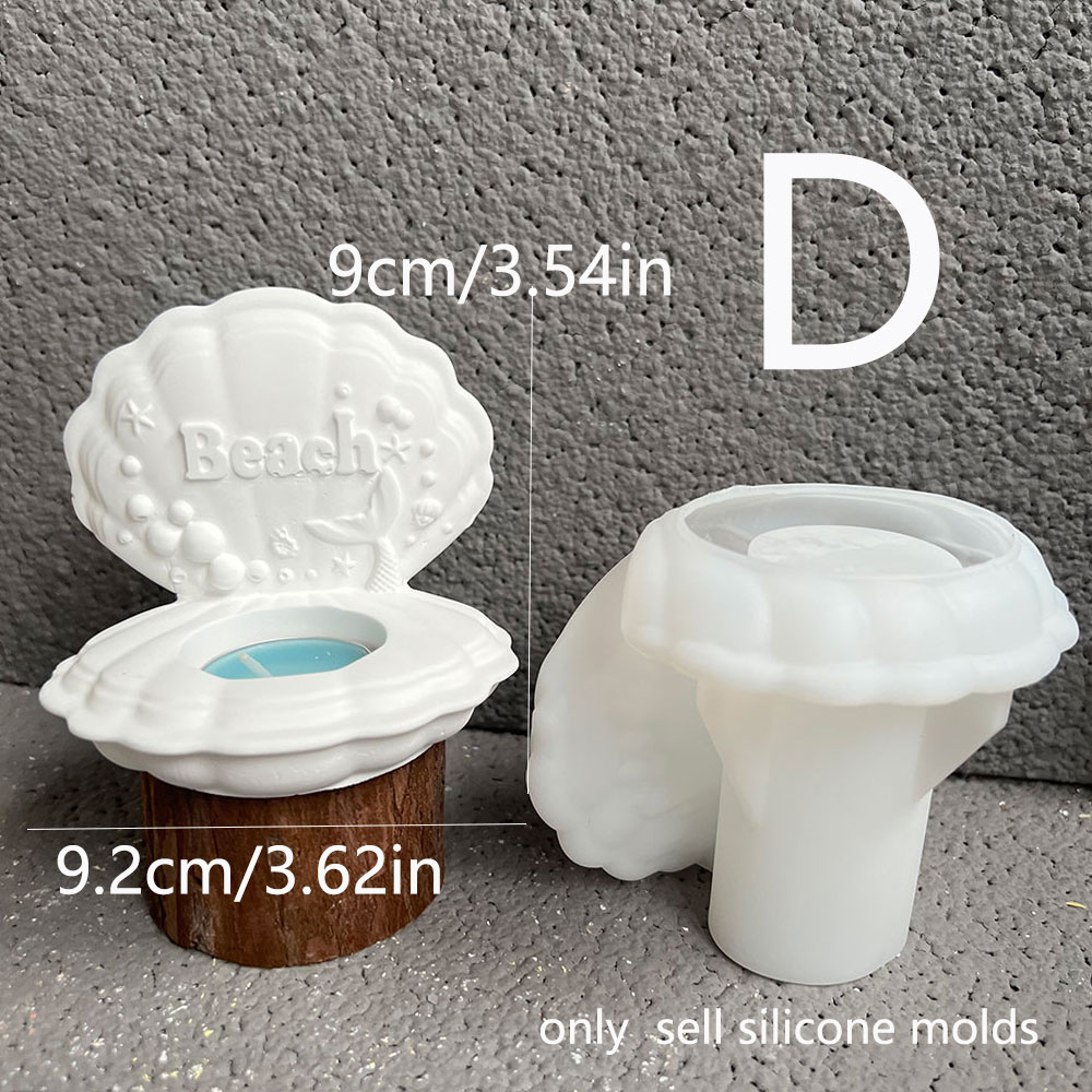 Pétoncle ci-après chandelier plâtre silicone moules, bricolage coquille photophore bougeoirs stockage plat résine béton considérant moule décor à la maison: kaki foncé