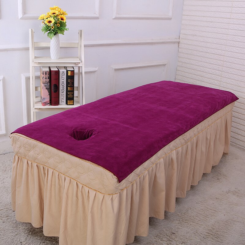 Zacht Microfiber Schoonheidssalon Badhanddoek 80X180Cm Bed Handdoek Met Gat Massage Laken: Wine Red