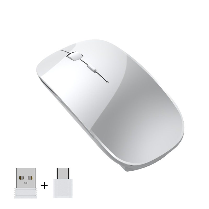 Charging Type-c Wireless Mouse +USB Dual Receiver Mute Ergonomic 1000/1200/1600 Three-speed DPI