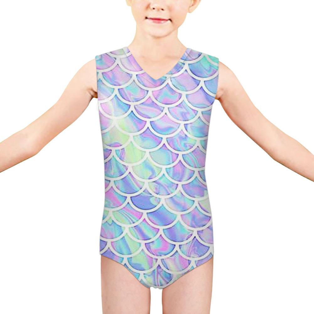 HYCOOL – maillot de bain une pièce imprimé écailles de poisson, mignon, pour enfants et adolescentes, vêtements de plage, été
