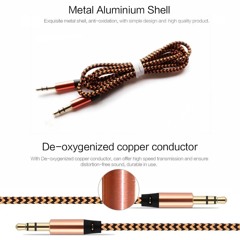 3.3ft st flätade nylonkabel, 3.5mm hane-till-hane ljudkabel för smartphone-hörlurar,  mp3 st musikkabel för spelare