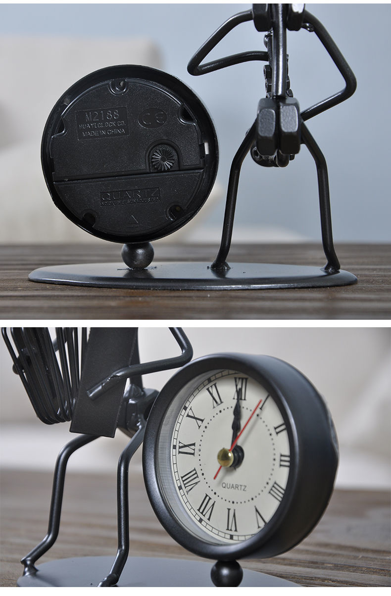 Europese Antieke Ijzeren Klok Room Vintage Klok Tafel Klok Retro Romeinse Digitale Klok Instrumentale Prestaties Desktop Ornamenten
