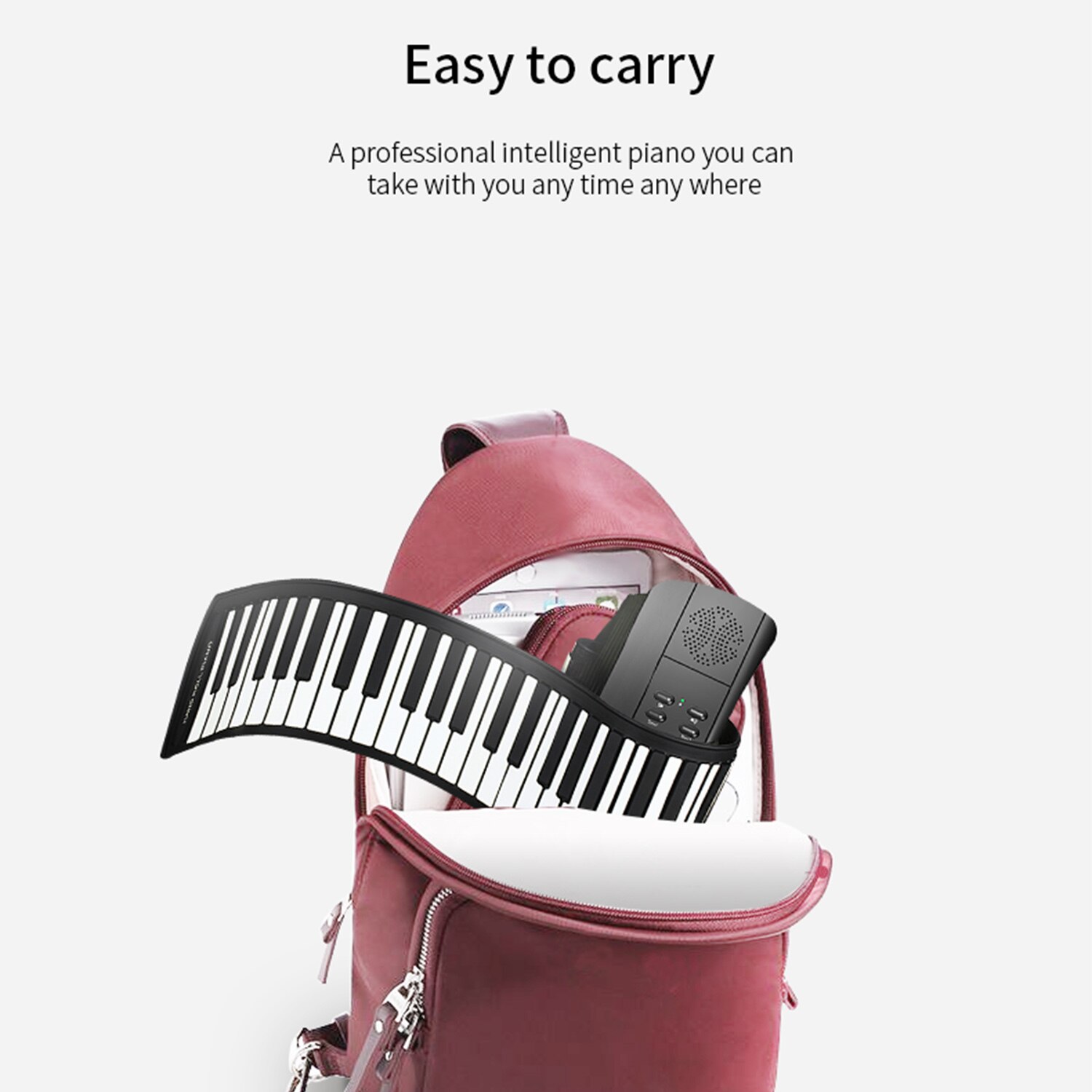 Konix Folding 61 Key Piano Music Instruments Electronic Keyboard Electric Digital Roll Up Piano Music Instruments Foldable