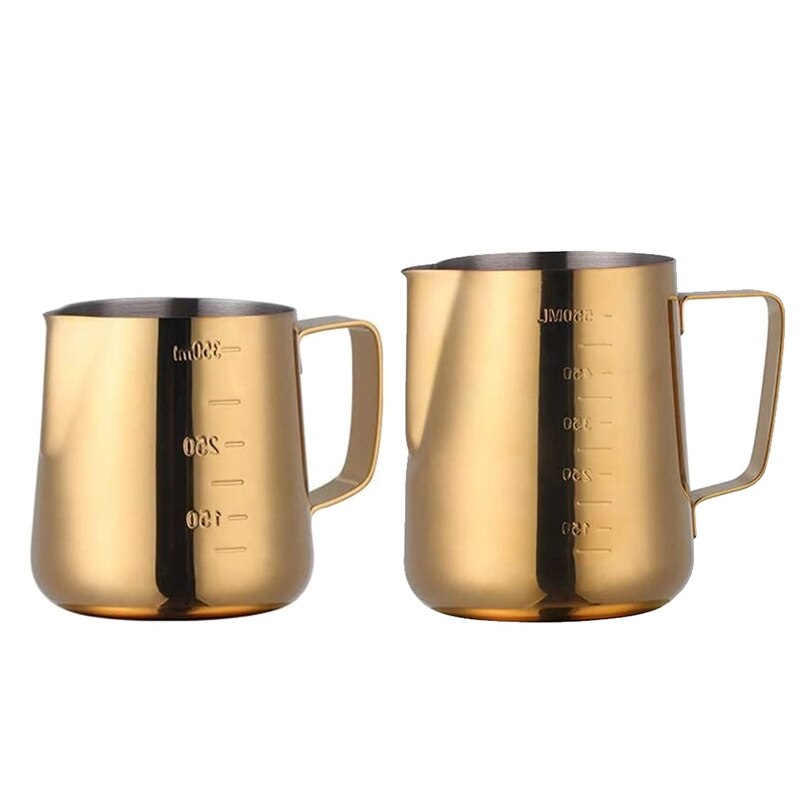 Jarra de acero inoxidable para espumar leche y café, jarra con escala para el hogar, jarra de leche artística Latte