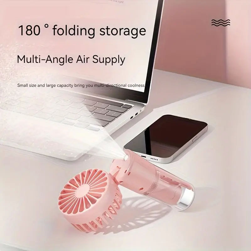 Mini ventilador de agua plegable de verano, ventilador de niebla pulverizadora de mano recargable para dormitorio de estudiantes, herramientas de refrigeración, ventilador pequeño para exteriores