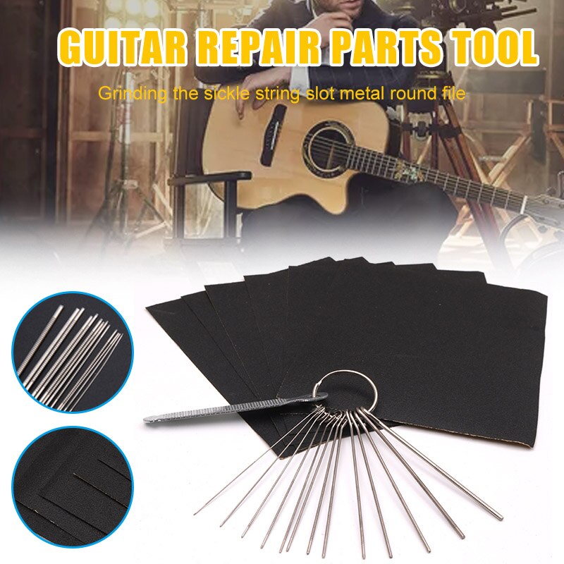 Gitaar brug zadelmoer vijlen set polijstnaald vijlen schuurpapier voor bas ukelele  hb88