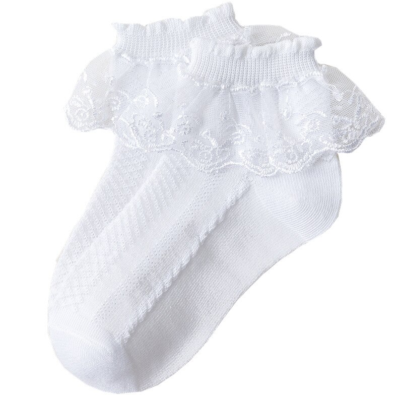 Ademend Katoen Kant Ruche Prinses Mesh Sokken Kinderen Enkel Korte Baby Meisjes Kids Peuter Antislip Sokken Antislip Sokken