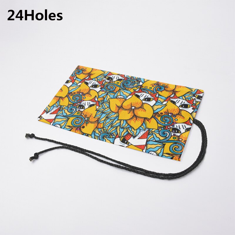 Estuche de lona con 12/24/36/48/72 agujeros, bolsa de almacenamiento de papelería escolar, estampado a la , para lápices, rollo de bolígrafo, cortina Unisex: 24K-3