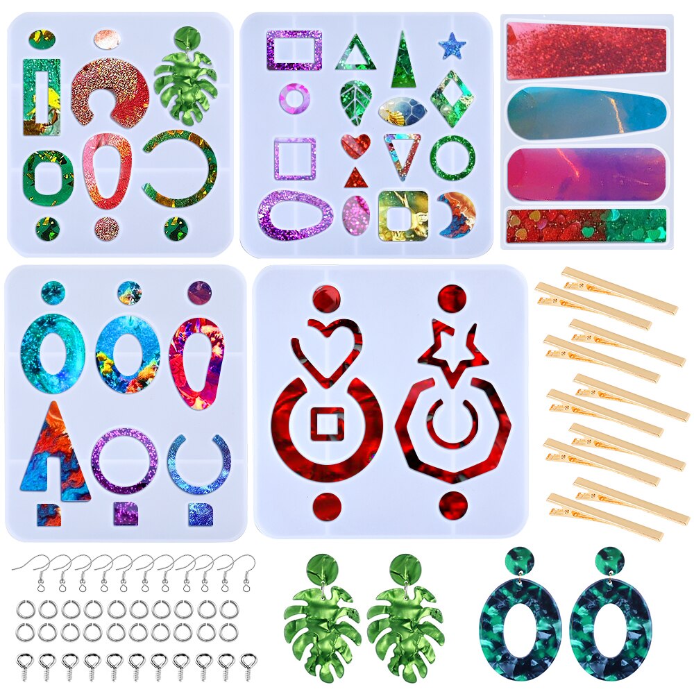 Mixed Style Jewelry Epoxy Casting Molds Tools Set Silicone UV Casting Tools Clay Resin Casting Molds For Jewelry making DIY