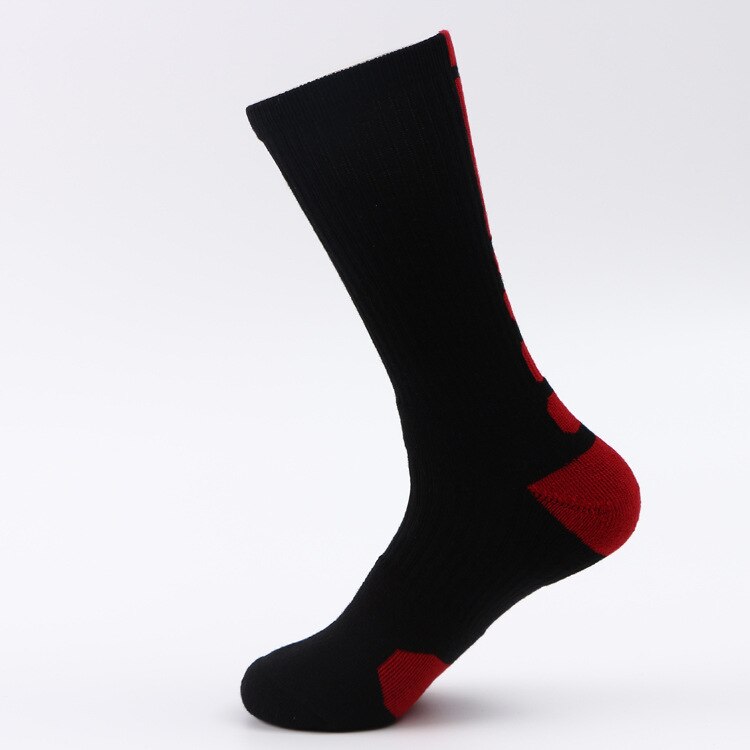 Männer Sport Basketball Socken schnell-trocken Lang Kompression Socken Ich bin Freien Sportlich Socken Rennen Radfahren socken: Schwarz mit Wein