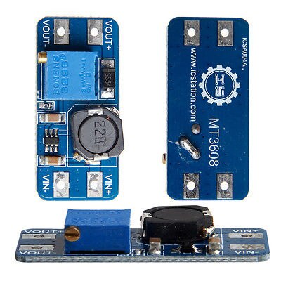 Mt3608 dc dc step-up justerbar konverter booster strømforsyningsmodul udgang 2a