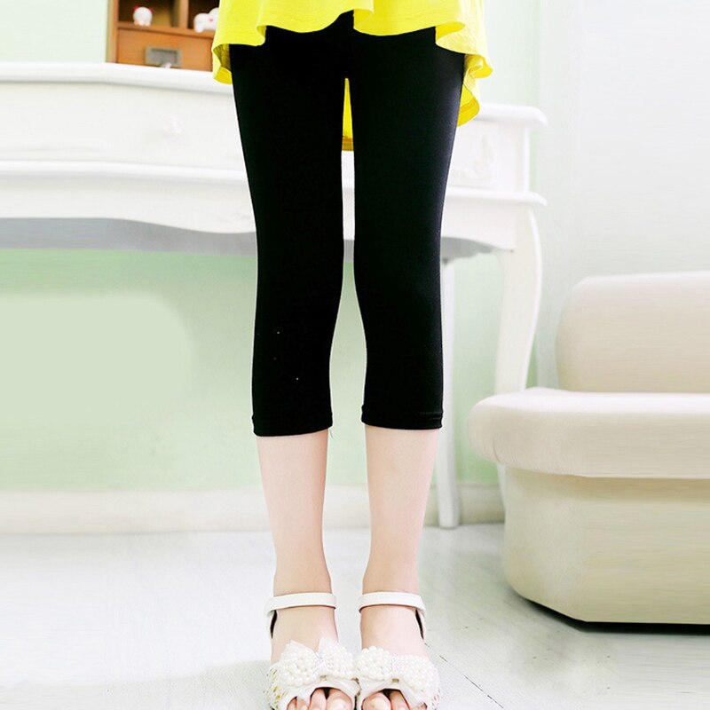 6 Pack Meisje Leggings Knielengte Kids Zomer Skinny Broek Effen Kleur Kinderen Basic Klassieke Stretch Capri Voor School Dragen
