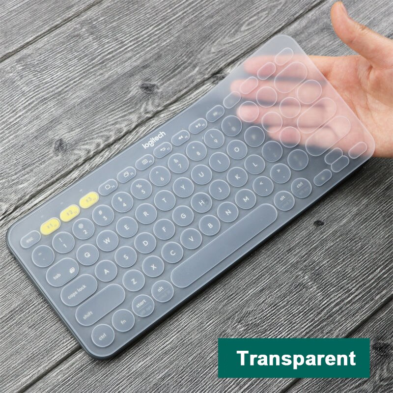 Besegad Kleurrijke Laptop Siliconen Toetsenbord Cover Skin Sticker Protector Beschermhoes Voor Logitech K380 Bluetooth Toetsenbord: Transparent