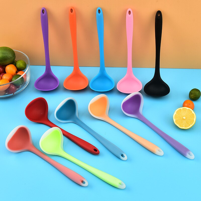 1 Piece Thickened Silicone Soup Spoon Cooking Spoon Porridge Spoon Kitchen Utensils 20.5x6.5cm